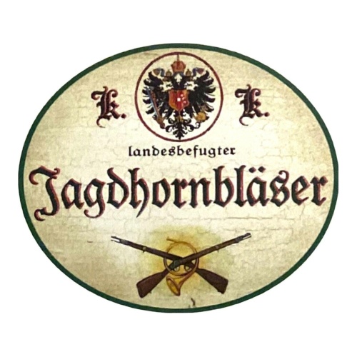 Kuk nostalgie holz schild landesbefugter jagdhornbläser  jagdhorn