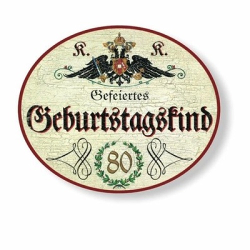 Kuk nostalgie holzschild gefeiertes geburtstagskind 80 jahre