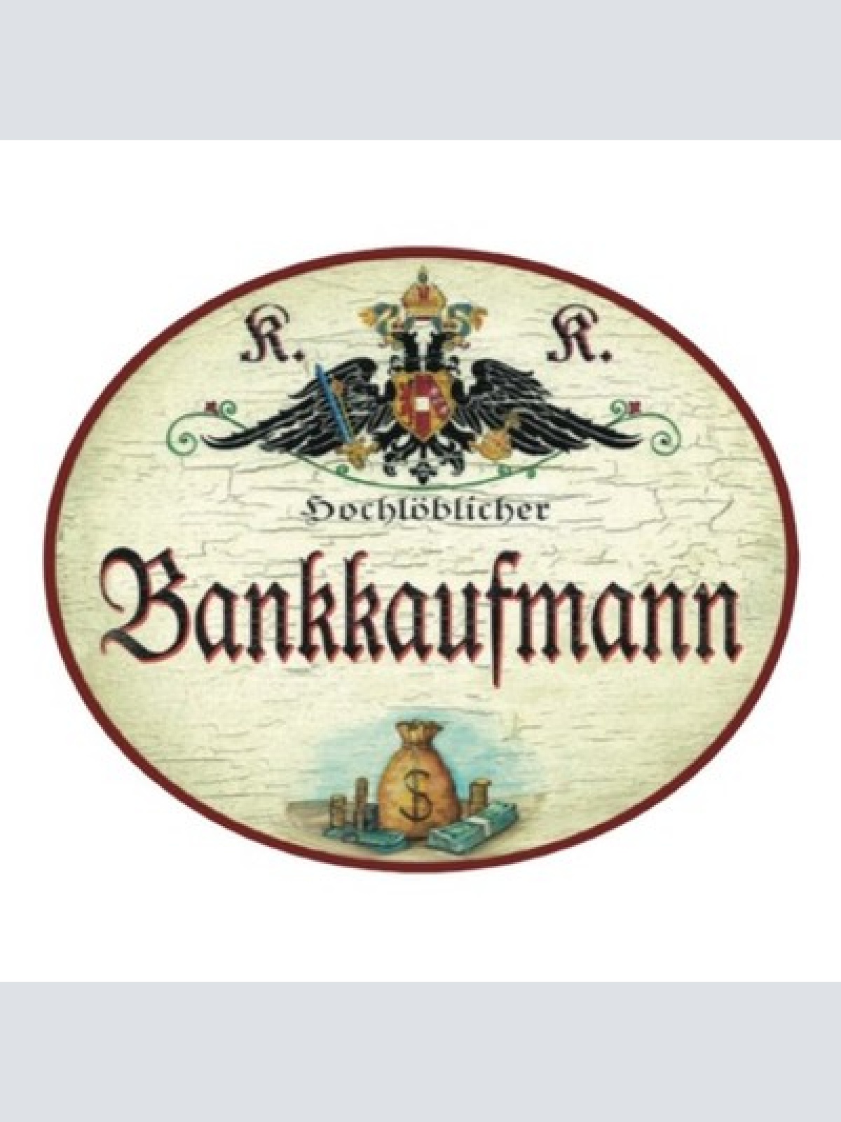 Kuk nostalgie holzschild  div. bankberufe banker