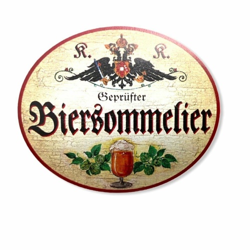 Kuk nostalgie holzschild geprüfter biersommelier bier schild