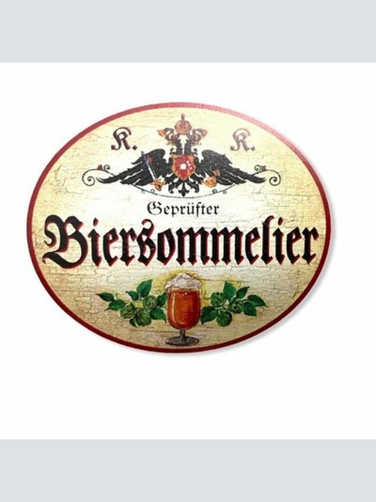 Kuk nostalgie holzschild geprüfter biersommelier bier schild