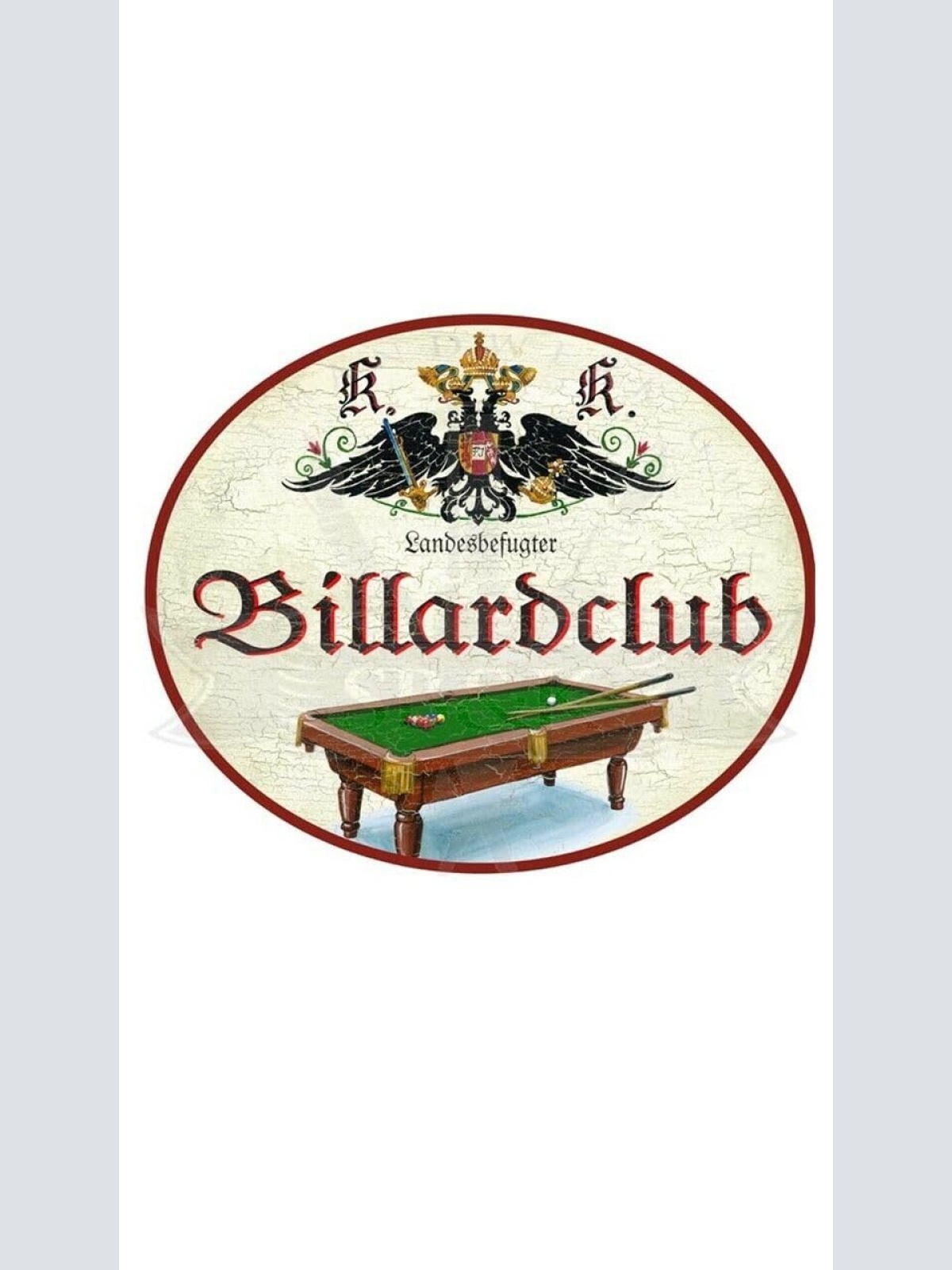 KuK Nostalgie Holzschild "Billardclub" (Größe: 19x23)