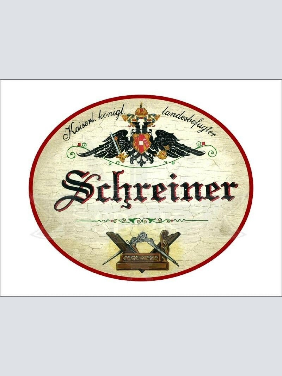 KuK Nostalgie Holzschild - Landesbefugter Schreiner - Wappen Hobel TH (Größe: