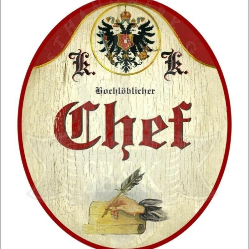 KuK Nostalgie Holzschild - Hochlöblicher Chef - Hand Papier Feder TH (Größe: