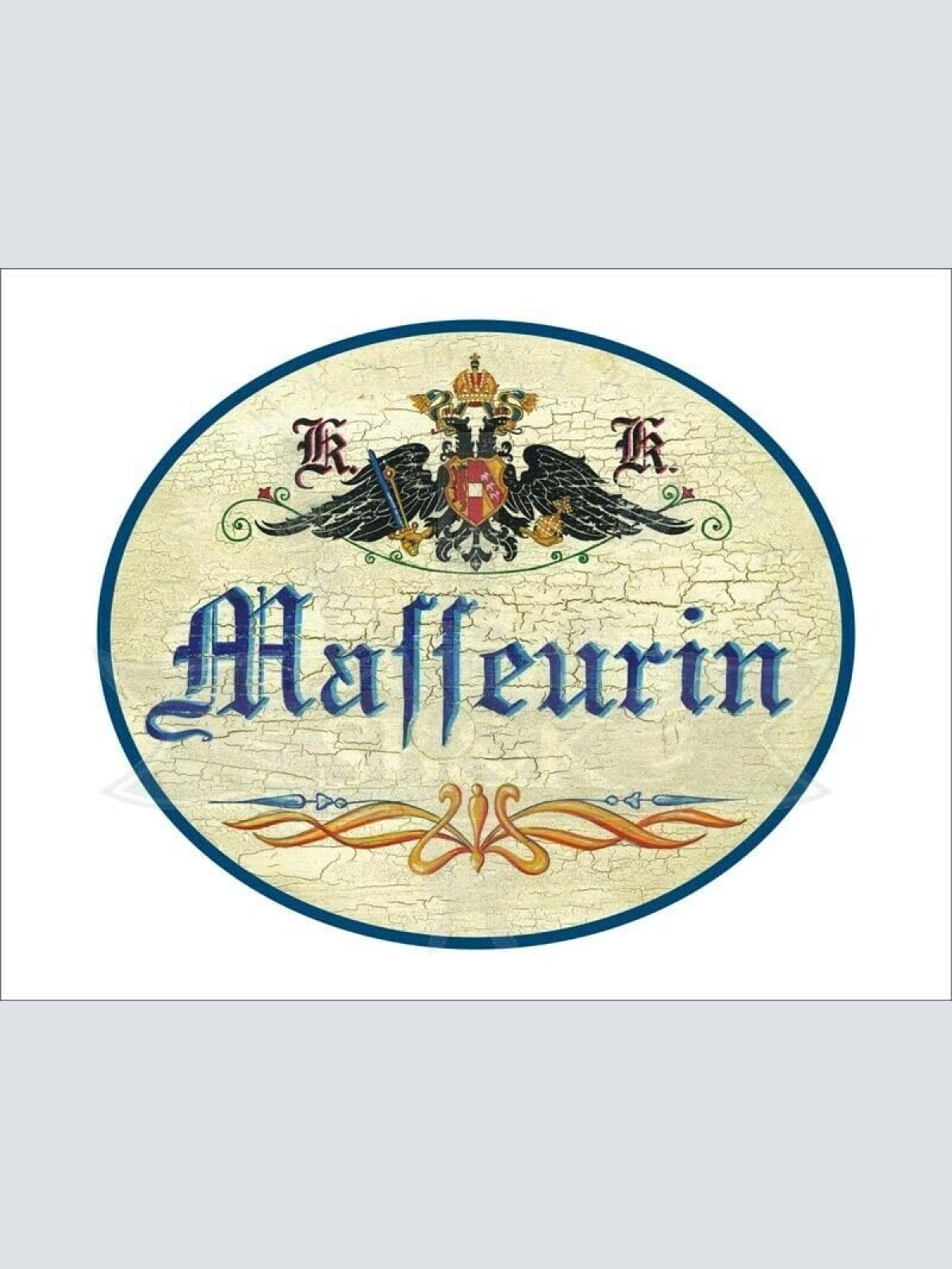 KuK Nostalgie Holzschild - Masseurin - Ornament TH (Größe: 14x17)