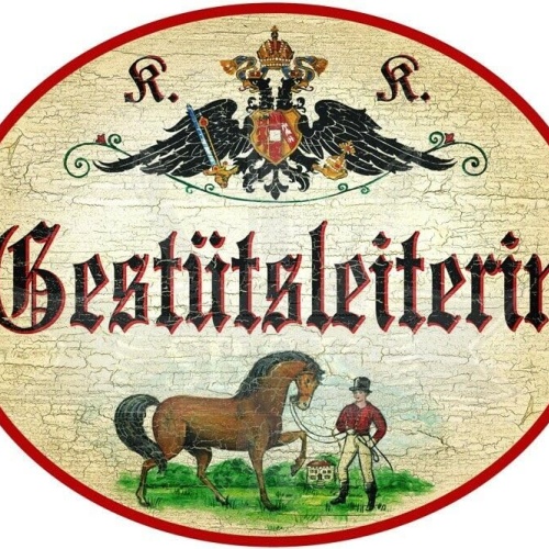 KuK Nostalgie Holzschild - Gestütsleiterin - Pferd Reiterin TH (Größe: 19x23)