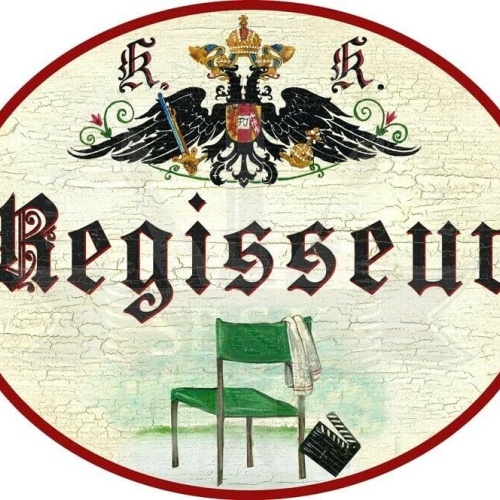 KuK Nostalgie Holzschild - Regisseur - Regiestuhl Filmklappe TH (Größe: 19x23)
