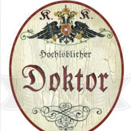 KuK Nostalgie Holzschild hochlöblicher Doktor Türschild (Größe: 28x34)