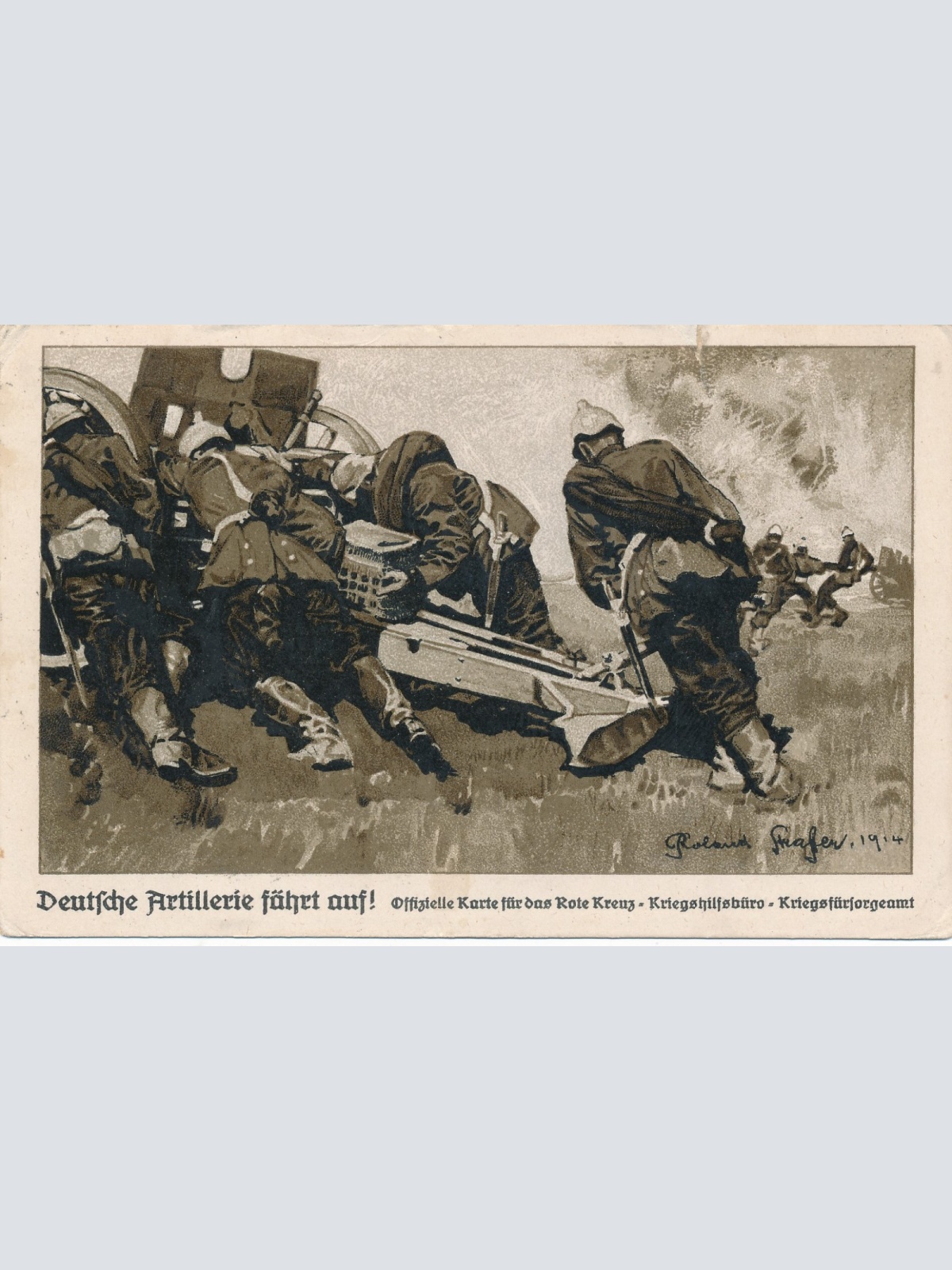 AK Militaria Deutsche Artillerie fährt auf Ansichtskarte (18028)