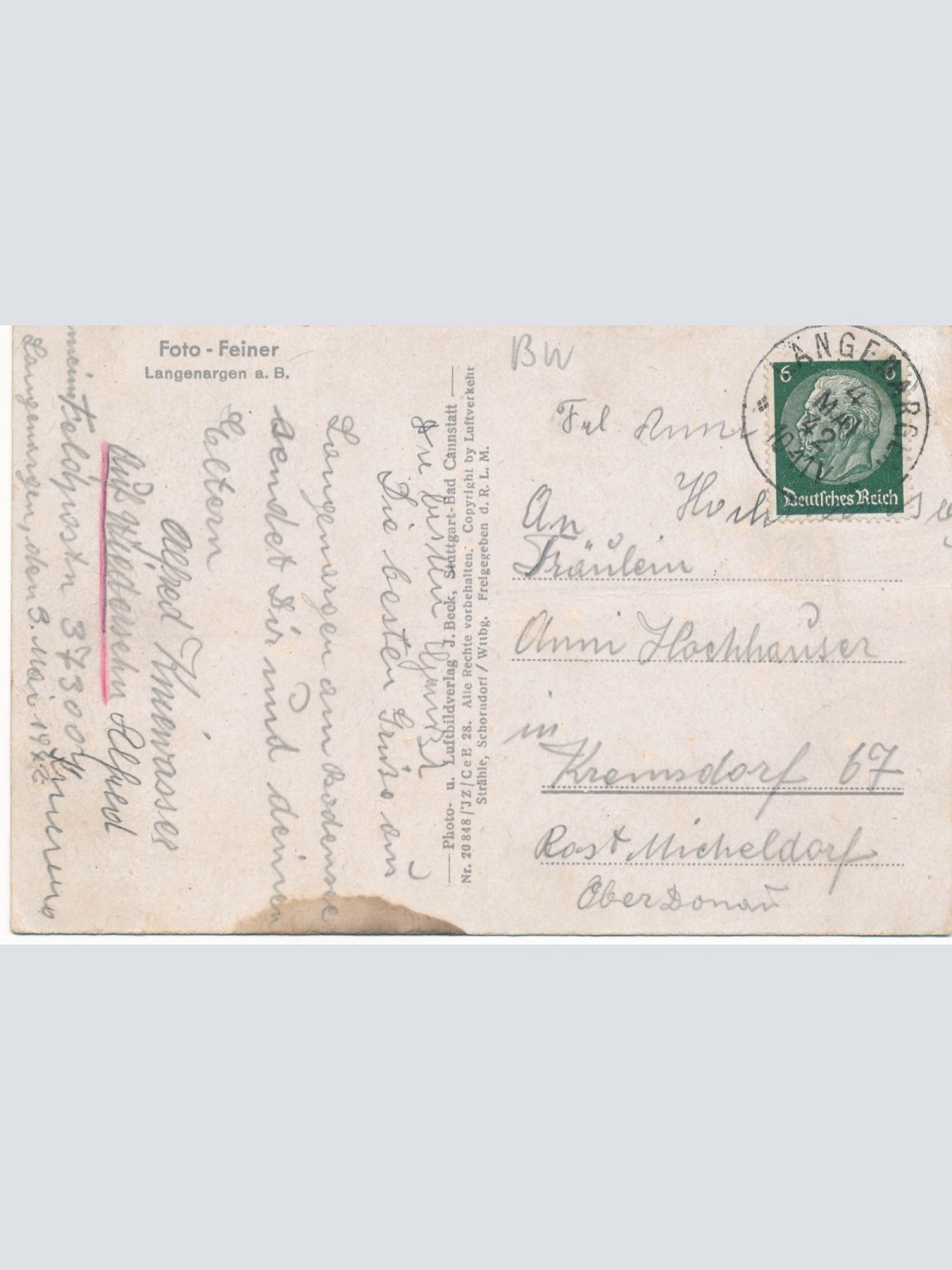 AK aus Langenargen a Bodensee mit Zeppelin Baden - W Ansichtskarte (18031)