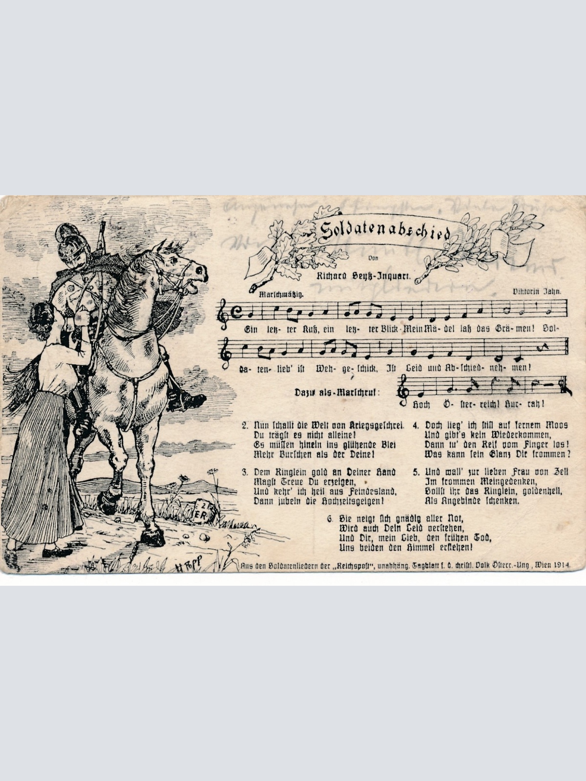 AK Militaria Soldatenabschied Liedertext Ansichtskarte (18062)