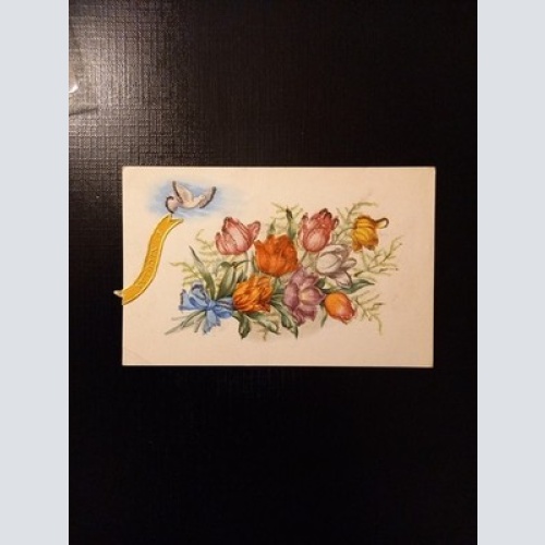 Blumenstrauß Mit Taube Prägekarte 400470 Gr