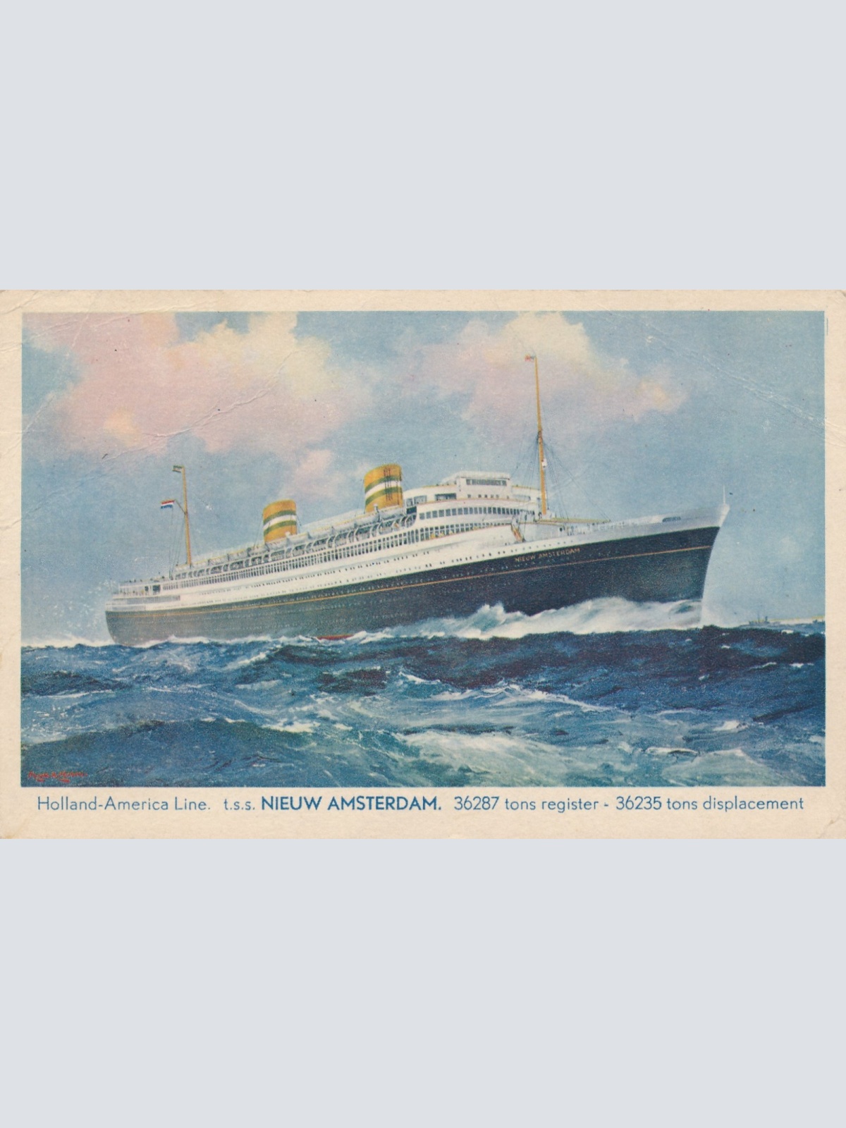 AK aus Holland America Line T.S.S. Nieuw Amsterdam Ansichtskarte (18215)