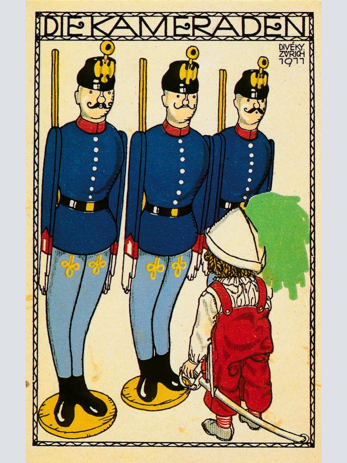 Nachdruck einer Wiener Werkstätten Karte Josef von Diveky die Kameraden (18328)