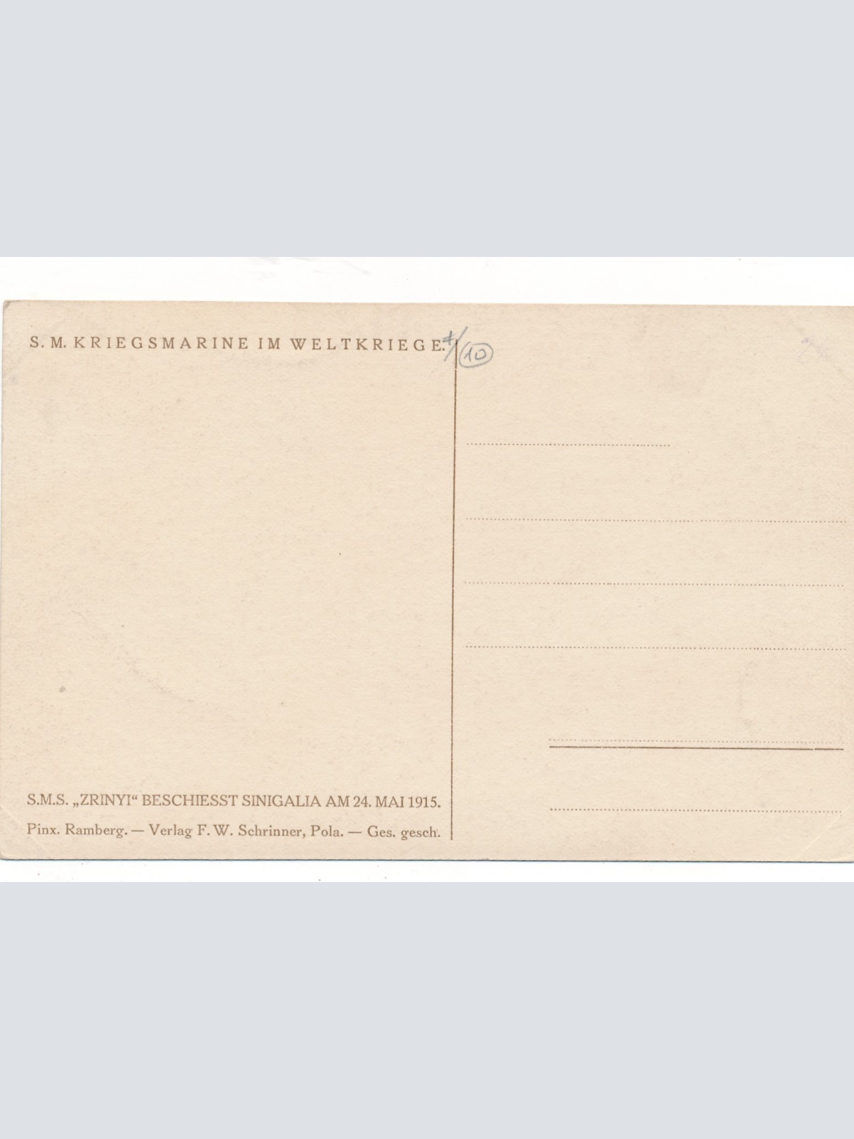 AK S.M. Kriegsmarine im Weltkriege S.M.S Zrinyi Ansichtskarte (18326)