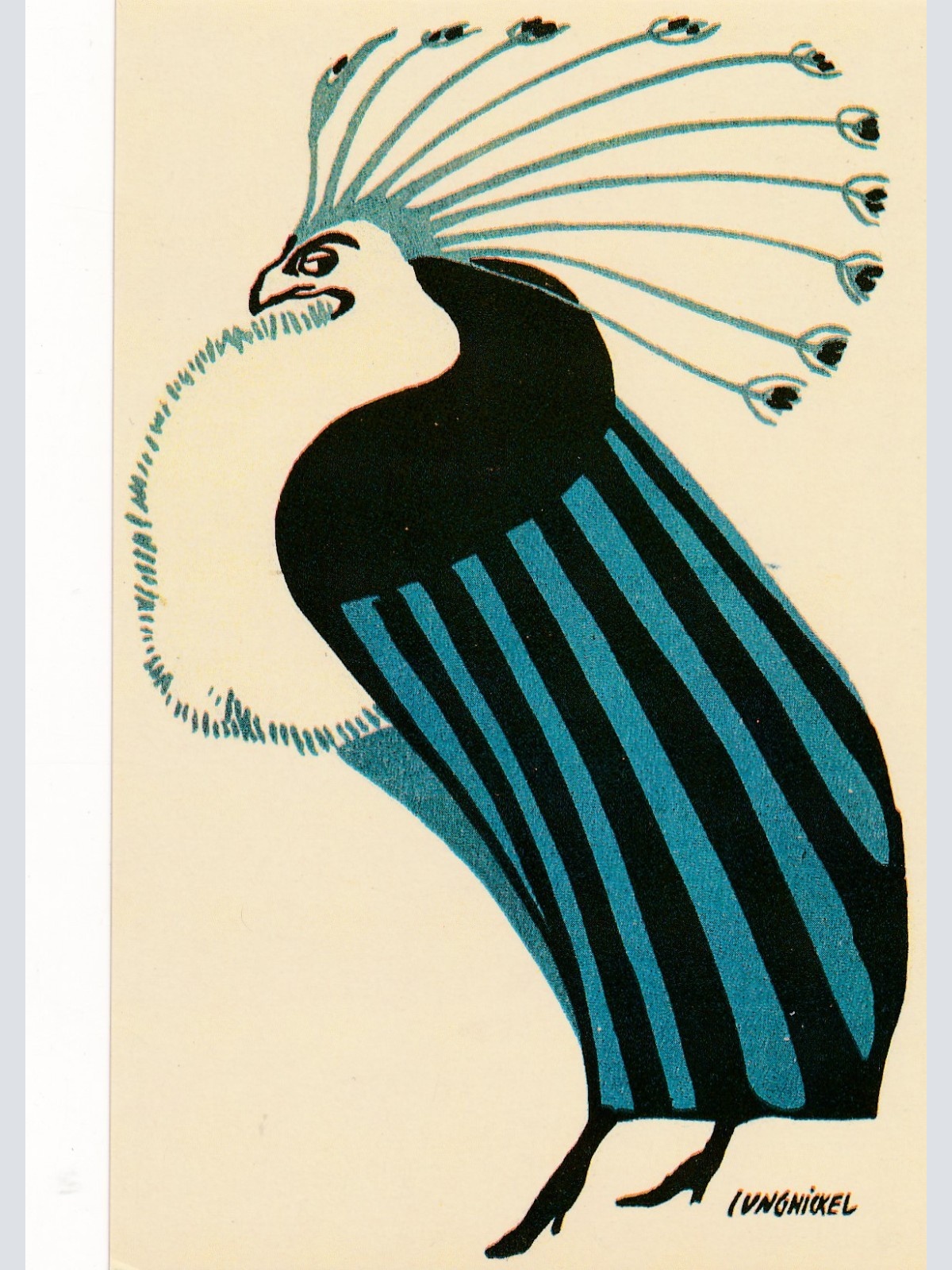 Nachdruck einer Wiener Werkstätten Karte L.H. Jungnickel Pfau (18329)