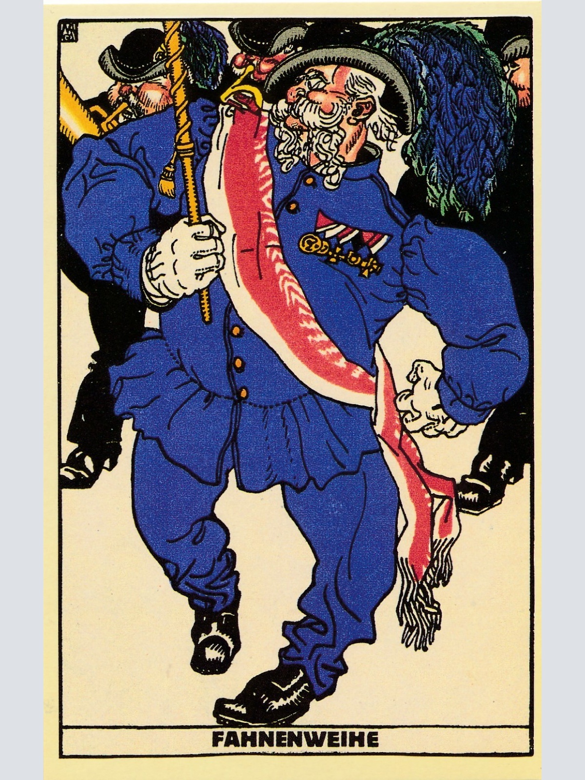 Nachdruck einer Wiener Werkstätten Karte Moritz Jung Fahnenweihe (18327)