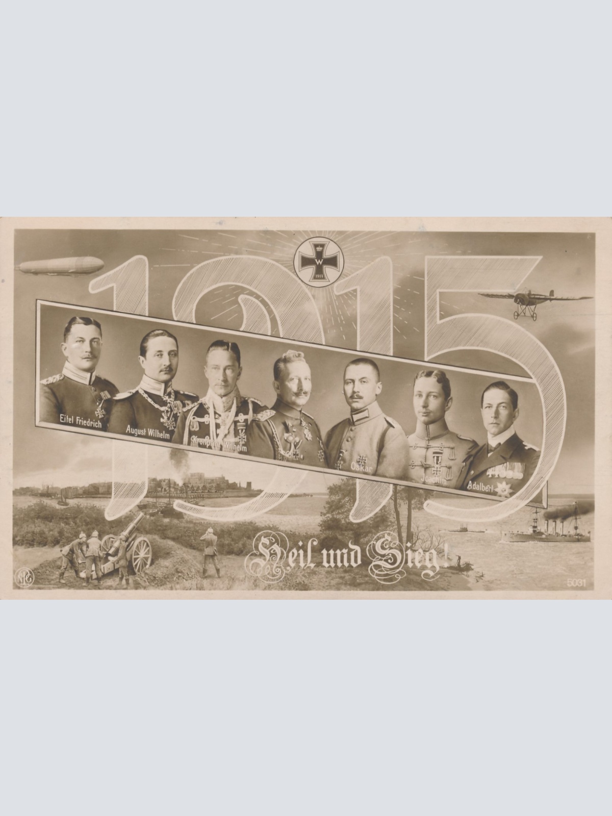 AK Militaria 1915 Heil und Sieg mit Kaiser Wilhelm Ansichtskarte (18338)