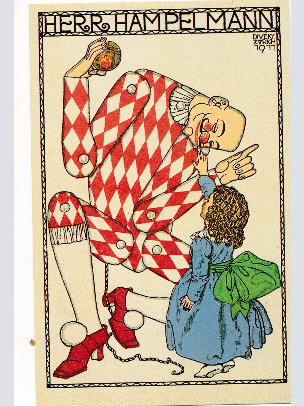 Nachdruck einer Wiener Werkstätten Karte Josef von Diveky der Hampelmann (18330)