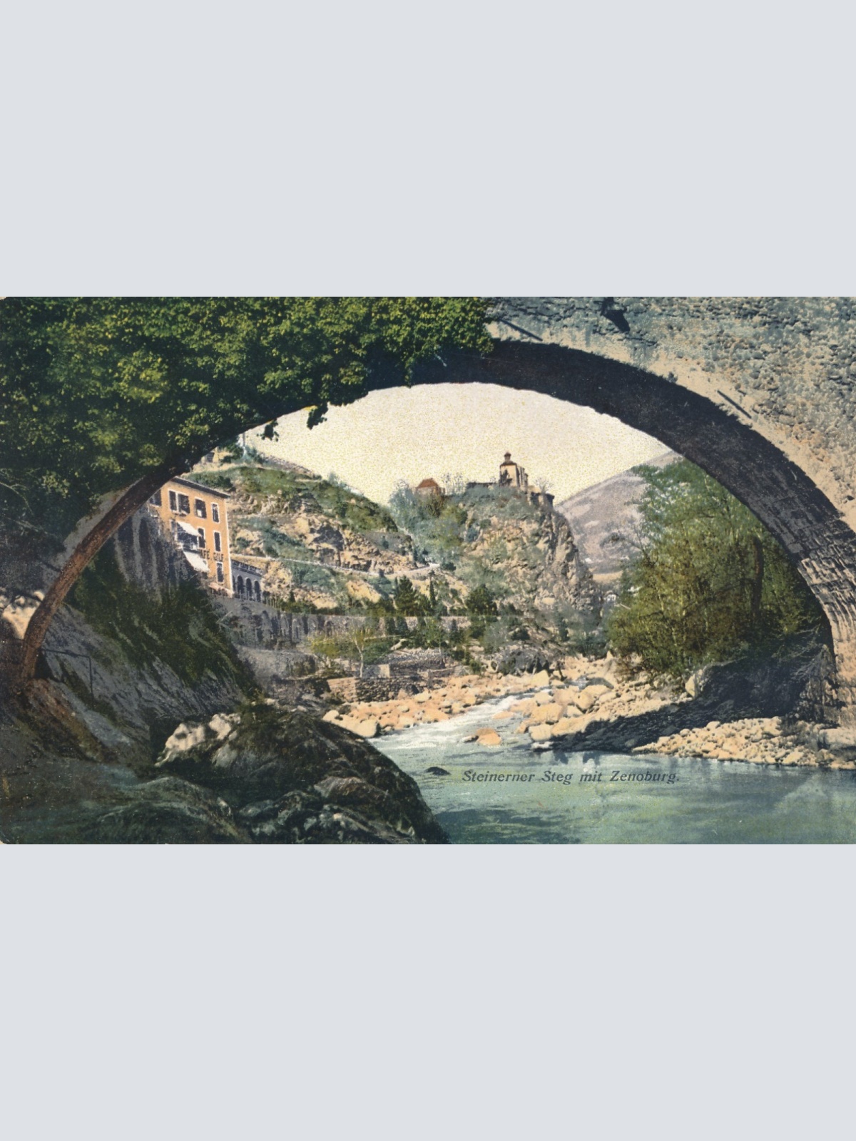 AK vom Steinerner Steg mit Zenoburg Italien Ansichtskarte (18489)