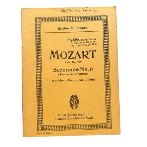 Partitur Mozart Serenade Nr. 6 D-major "Serenade notturna". KV 239 Gerber, Rudol