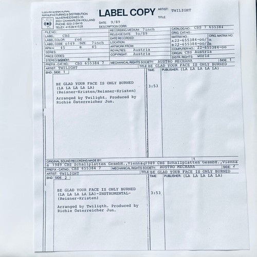 Twilight (49) - Be Glad Your Face Is Only Burned  (7", Single, TP)