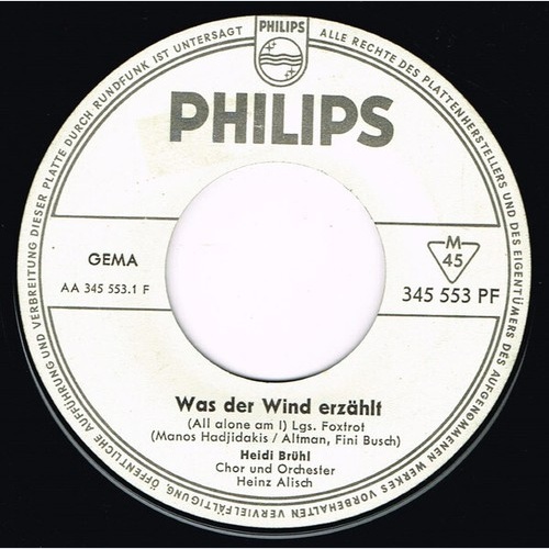 Heidi Brühl - Was Der Wind Erzählt (7", Single, Promo)