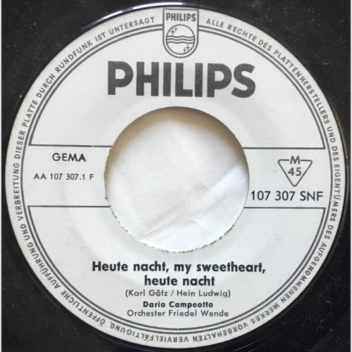 Dario Campeotto - Heute Nacht, My Sweetheart, Heute Nacht / Du Bist Nie Allei...