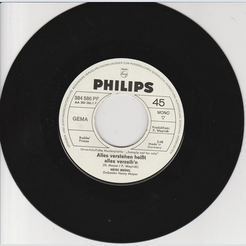 Heidi Brühl - Alles Verstehen Heißt Alles Verzeih'n (7", Single, Mono, Promo)