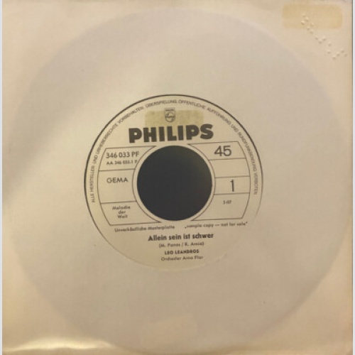 Leo Leandros - Allein Sein Ist Schwer (7", Single, Promo)