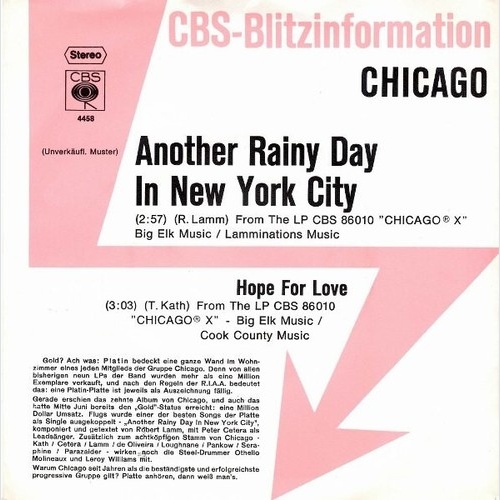 Chicago (2) - Another Rainy Day In New York City (7", Single, Promo)