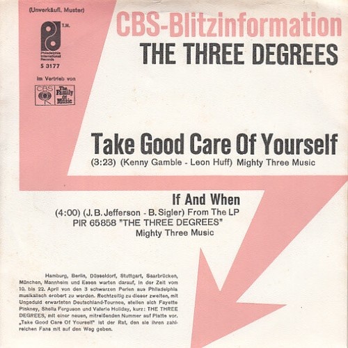 The Three Degrees - Take Good Care Of Yourself (7", Single, Promo)