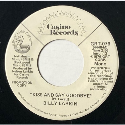 Billy Larkin (3) - Kiss And Say Goodbye (7", Mono, Promo)