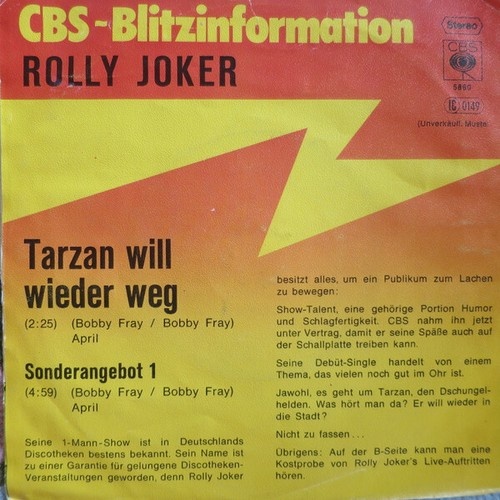 Rolly Joker - Tarzan Will Wieder Weg (7", Single, Promo)