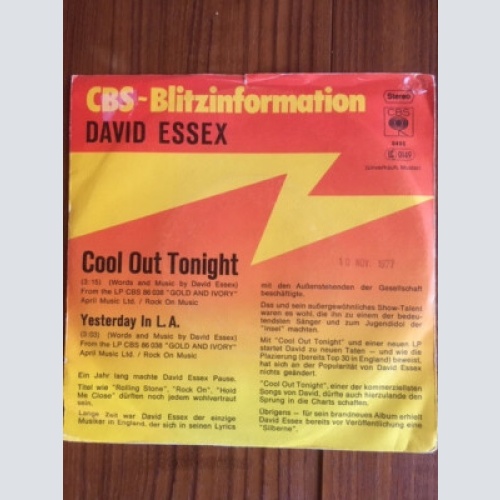 David Essex - Cool Out Tonight / Yesterday In L.A. (7", Single, Promo)