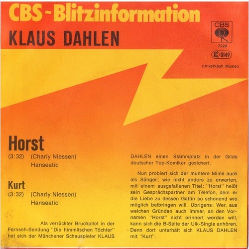 Klaus Dahlen - Horst (7", Single, Promo)