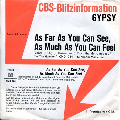Gypsy (15) - As Far As You Can See, As Much As You Can Feel (7", Promo)