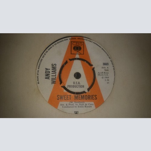Andy Williams - Sweet Memories (7", Promo)