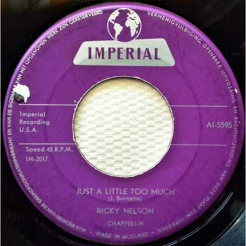 Ricky Nelson (2) - Sweeter Than You / Just A Little Too Much (7", Single)