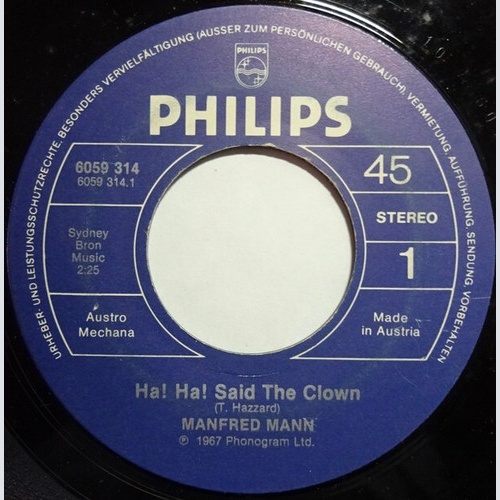 Manfred Mann - Ha! Ha! Said The Clown / My Name Is Jack (7", Single)