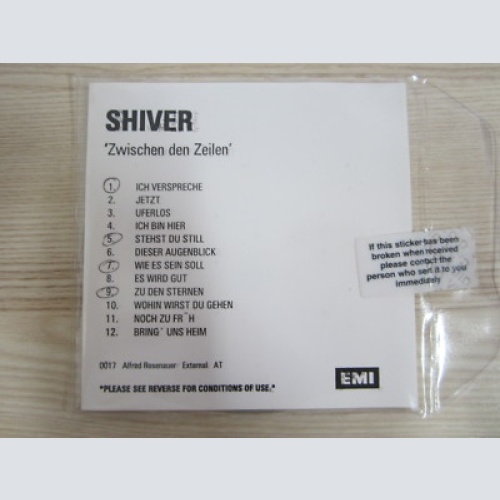CD / SHIVER / ZWISCHEN DEN ZEILEN   / PROMO / MUSTER / RARITÄT /