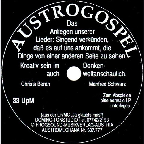 Christa Beran, Manfred Schwarz (2) - Austrogospel (Flexi, 7", S/Sided, Promo)