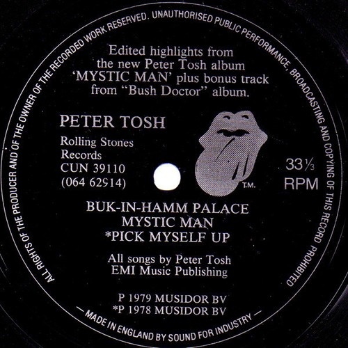 Peter Tosh - Buk-In-Hamm Palace / Mystic Man / Pick Myself Up (Flexi, 7", S/S...
