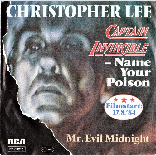 Christopher Lee - Captain Invincible - Name Your Poison (7", Single)