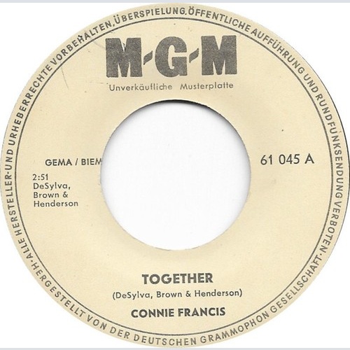 Connie Francis - Together (7", Single, Promo)