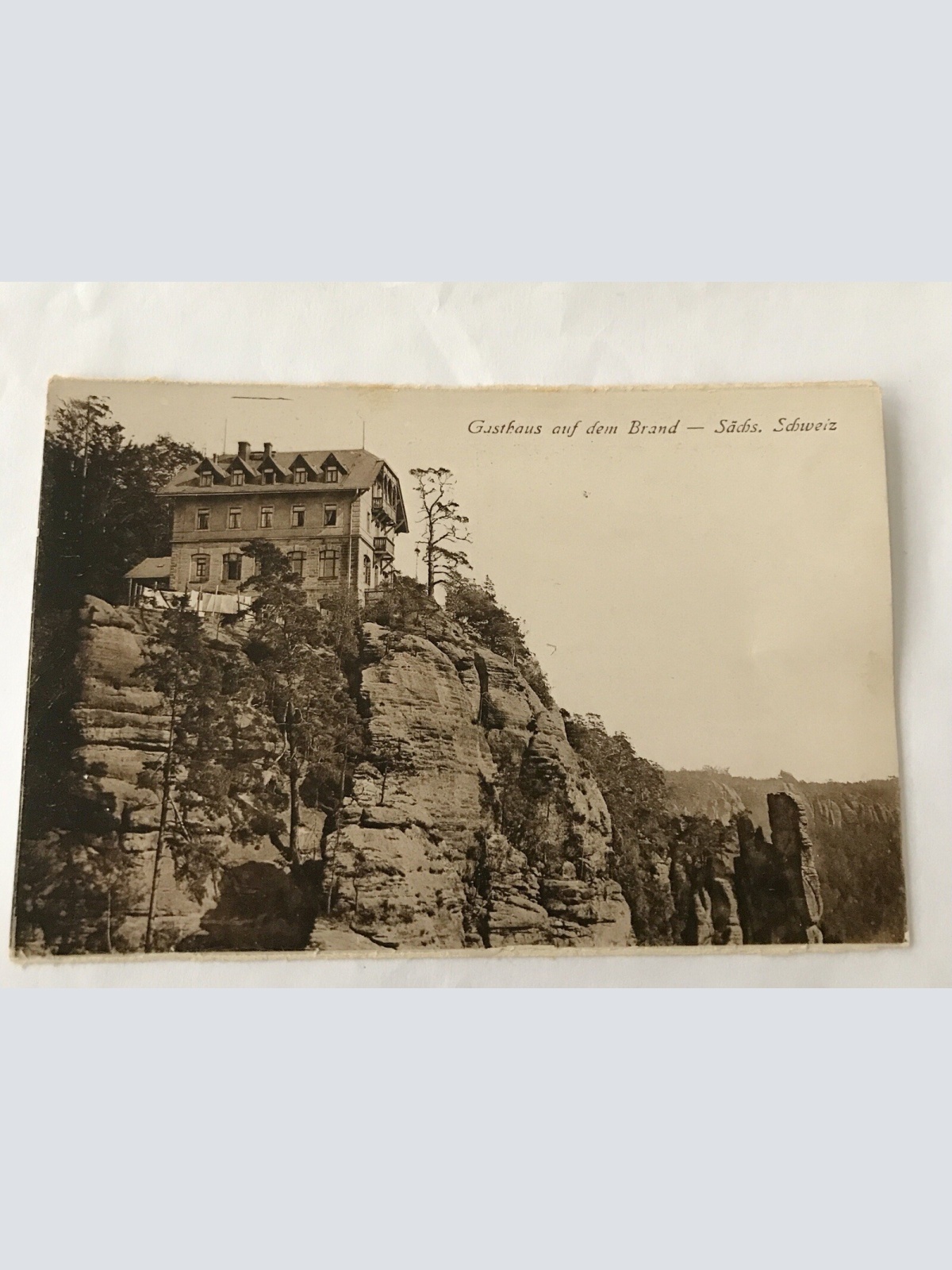 AK, Gasthaus auf dem Brand, Sächsische Schweiz, Gaststätte (110204 BW)