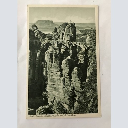 AK, Sächsische Schweiz, Basteibrücke, Lilienstein (110205 BW)