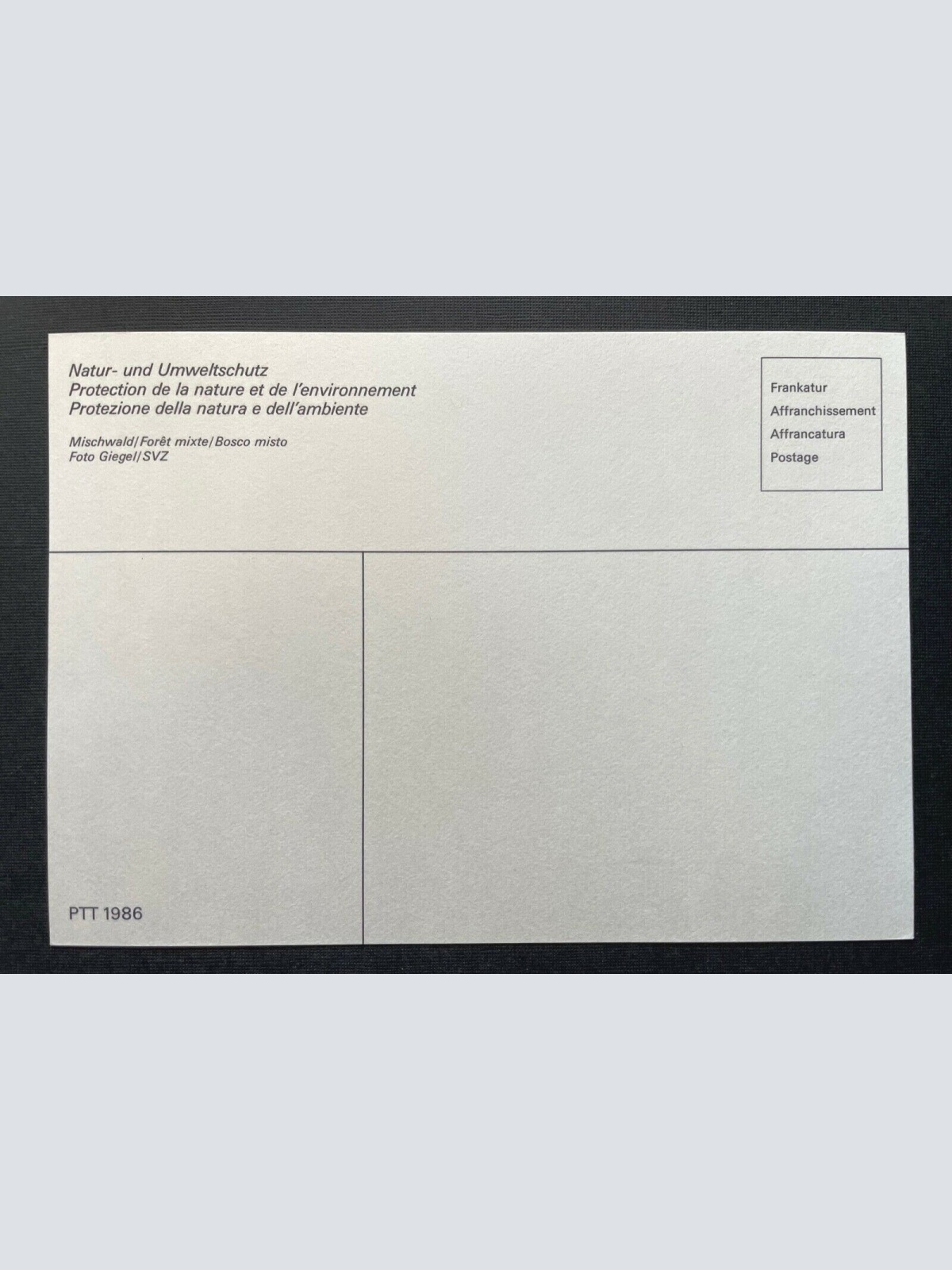 Brief Wald AR Natur Umweltschutz Mischwald 1986 Schweiz ca.14,9x10,4cm 410322
