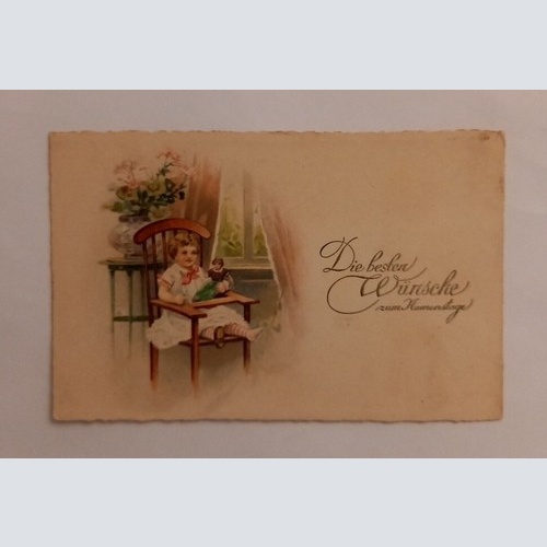 Grußkarte Die besten Wünsche zum Namenstage Mädchen mit Puppe 600661A gr