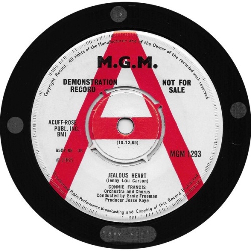 Connie Francis - Jealous Heart / Can I Rely On You (7", Single, Mono, Promo)